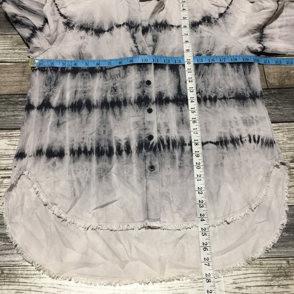 Cloth & Stone Tie Dye Button Shirt Women’s S Gray Raw Hem Lyocell Tencel - Picture 2 of 10